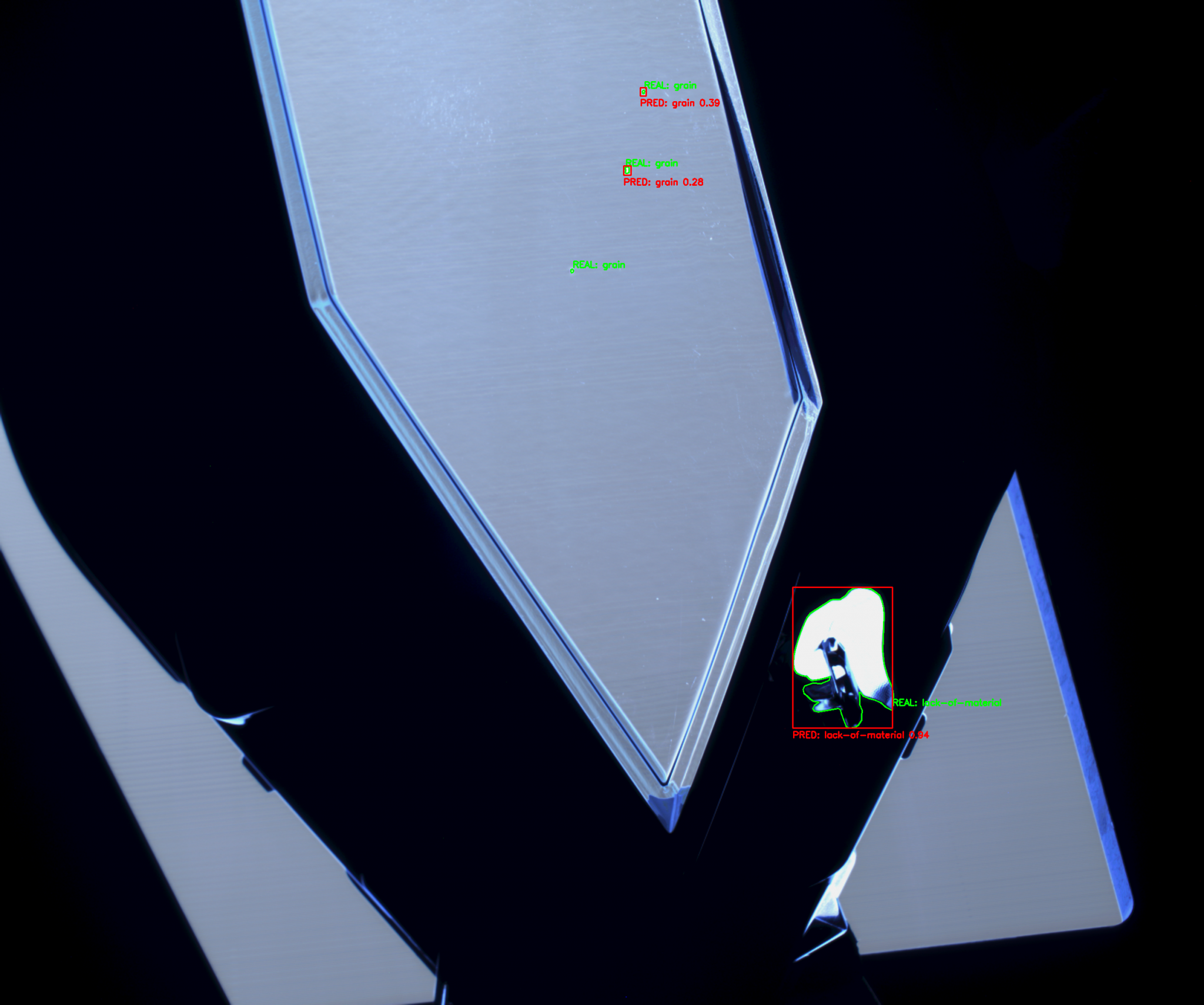 AI-assisted defect classification layered over classical geometric extraction.